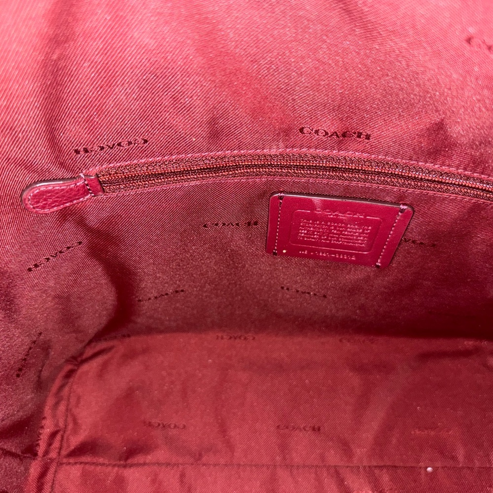 Brand New Coach Pebbled Leather Tote Bag - Deep Red - Picture 6 of 9